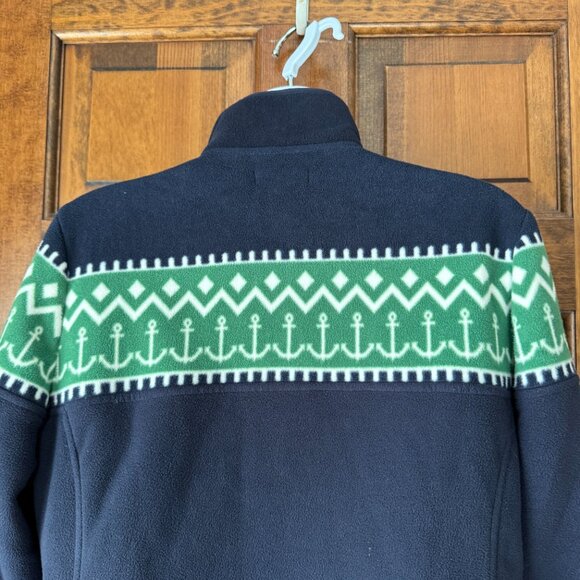 Nautica Navy Blue & Green w/Anchors Zip-Up Fleece Large - Picture 11 of 13
